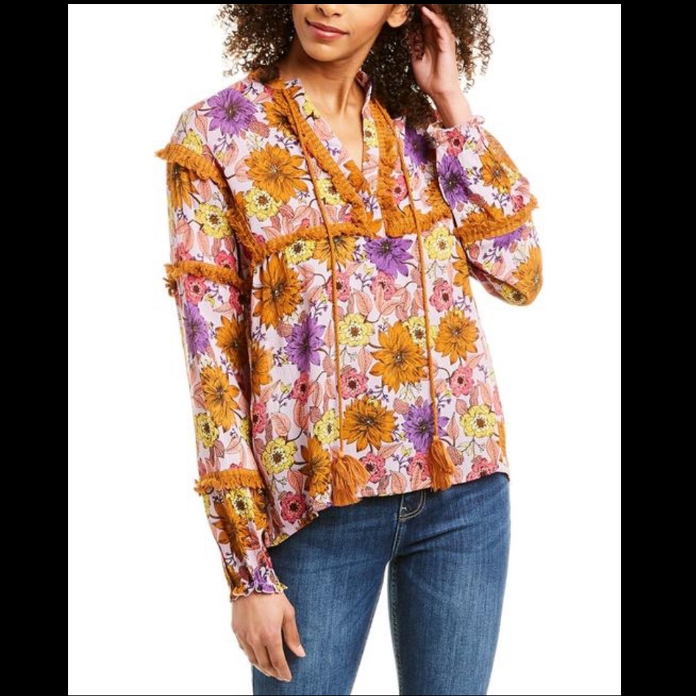 RAGA Wild Gardens Tassel Peasant Blouse